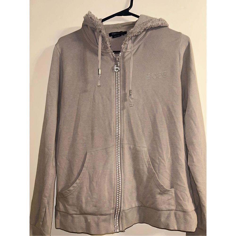 BCBG Maxazaria full zip up bling hoodie size large